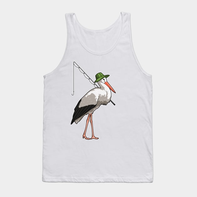 Stork at Fishing with Fishing rod Tank Top by Markus Schnabel